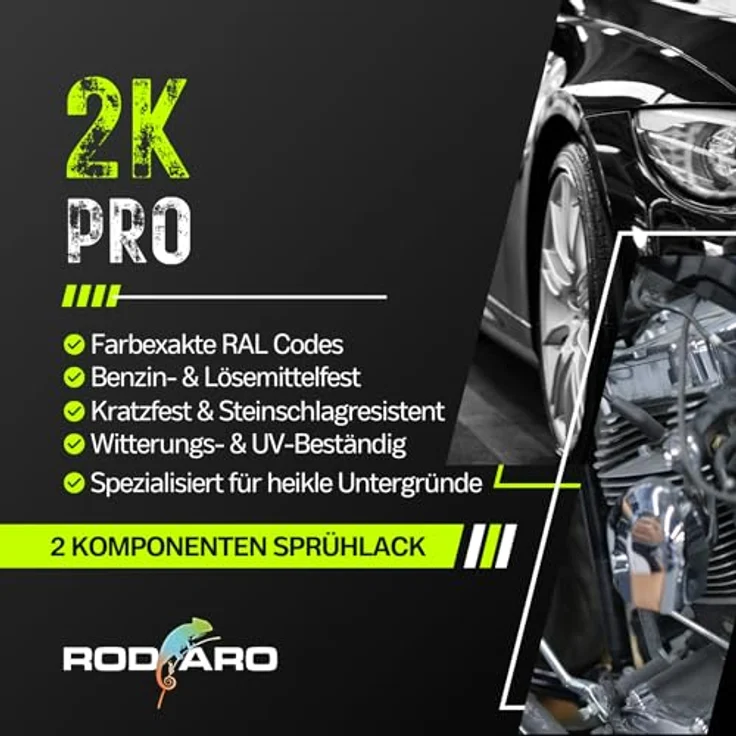 2K PRO 2K Spraydose, 2 Komponenten Sprühlack mit Hochwertigem Klarlack, UV-beständig und Schnelltrocknend – Bild 2