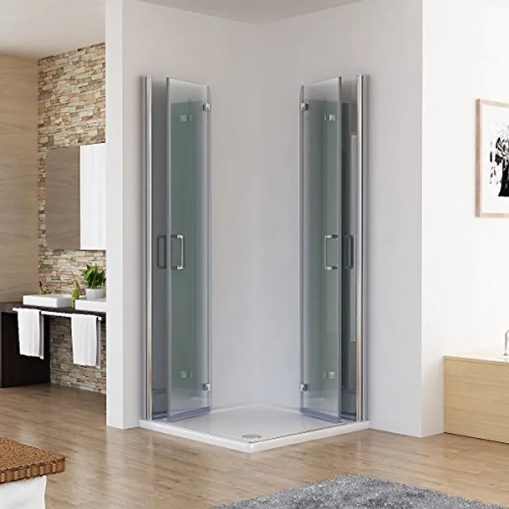 Duschkabine 120x100 Eckig Dusche Falttür 180º Duschwand Duschabtrennung NANO Glas 185cm DA