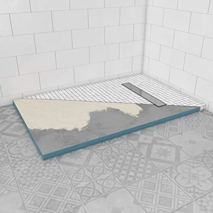 Aurlane Showerboard grau, befliesbares Duschelement mit integriertem Gefälle, 90 x 140 x 4 cm, wasserdichtes Polystyrol – Bild 4