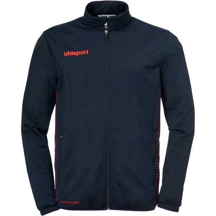 Uhlsport SCORE CLASSIC JACKE 116 marine/fluo rot, Arbeitsjacke mit Stehkragen und Stickdesign, 100% Polyester