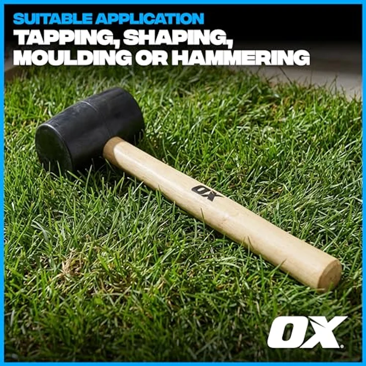 OX Trade Black Rubber Mallet, 24 oz Gummihammer mit ergonomischem Holzgriff und nicht markierendem Kopf – Bild 4