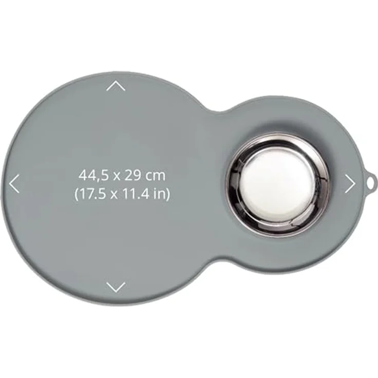 Catit Napfunterlage Silikonmatte Erdnuss grau, weiche Unterlegmatte mit Rand, schnurrhaarfreundlich und integrierter Schlaufe, 46 x 29 cm – Bild 1