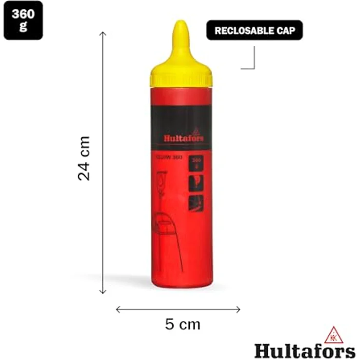 Hultafors Schlagschnurkreide Gelb 360g, übermalbar, für Innen- & Außenbereiche, besonders geeignet für dunkle Untergründe, präzise & langlebige Linien – Bild 2