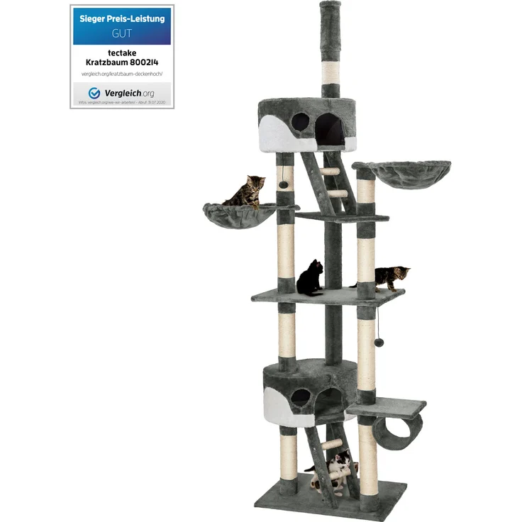 tectake Kratzbaum Hansi 260cm - grau/weiß – Bild 2