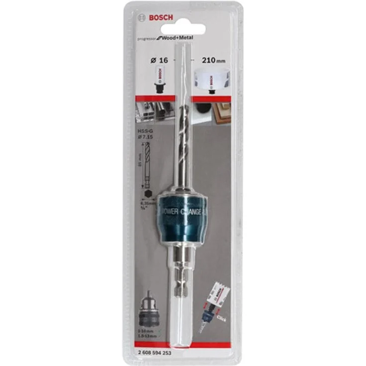Bosch Professional Power Change Plus Adapter (Aufnahme 3-8 Zoll Sechskant, inkl. HSS-G Bohrer 7,15 x 85 mm, Zubehör Lochsäge) – Bild 1