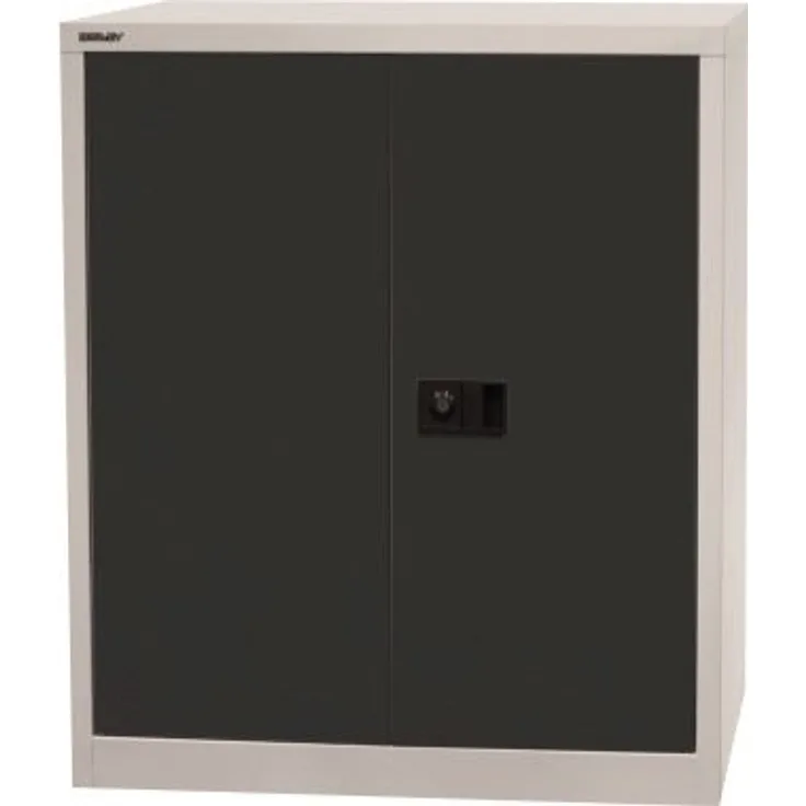 BISLEY Flügeltürenschrank Universal, 1 verzinkter Fachboden, 2 OH, Metall, 525 Korpus Lichtgrau, Fronten Anthrazitgrau, 40 x 91.4 x 100 cm