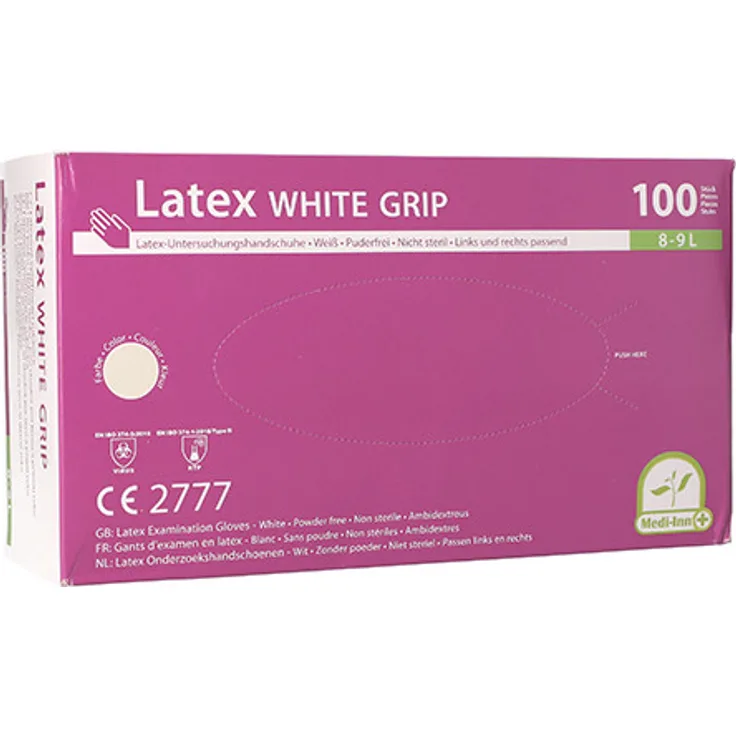MEDI-INN White Grip Latex HS, puderfrei, weiss, Größe L