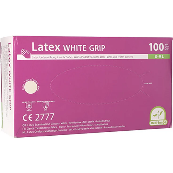 MEDI-INN White Grip Latex HS, puderfrei, weiss, Größe L