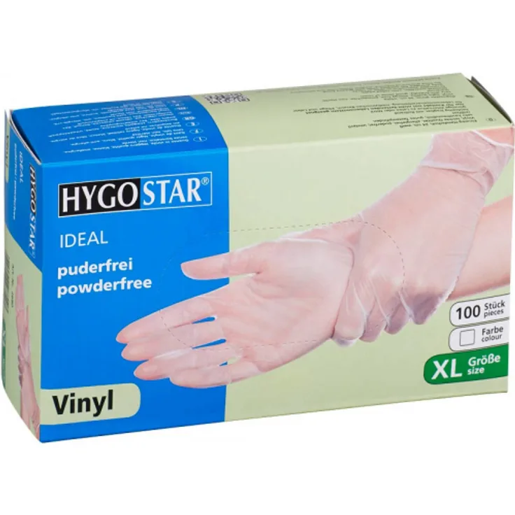 HygoStar Vinyl-Handschuh Ideal puderfrei XL 24cm weiß VE=100 Stück