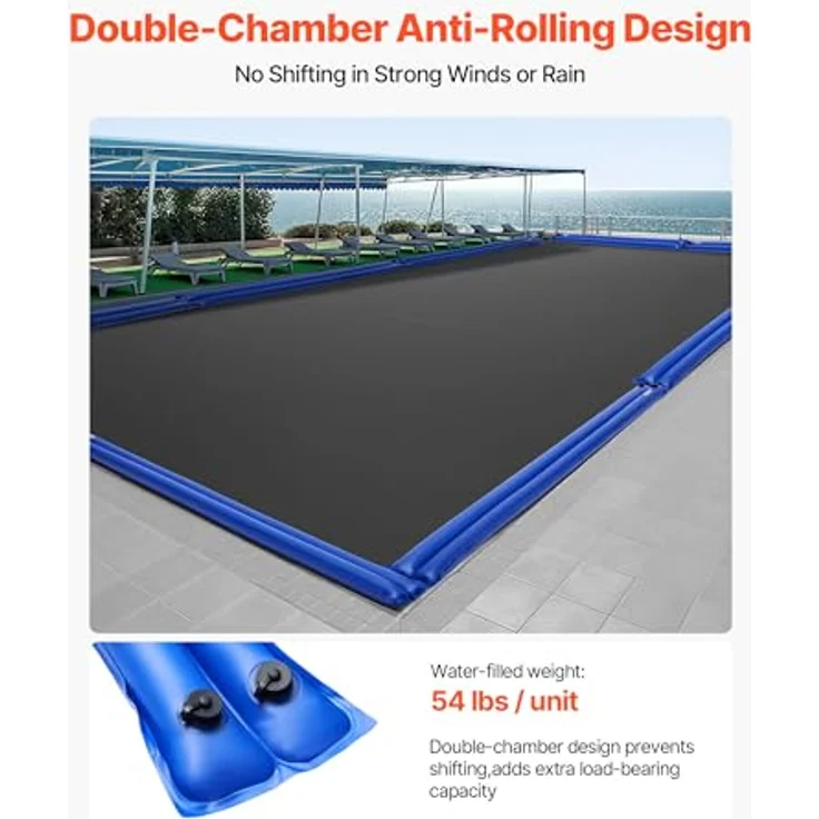 VEVOR Pool Beschwerungssack, 12er Set aus 300 cm langen PVC-Säcken mit 0,4 mm Dicke und auslaufsicherem Schraubverschluss, blaue Wassersäcke zur sicheren Befestigung von Poolabdeckungen im Winter – Bild 3