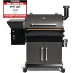 BURNHARD Smoker FLINT, Pelletsmoker mit Temperaturregelung 70°C - 230°C, inkl. UV-beständiger Abdeckhaube und 3 Edelstahl-Grillrosten