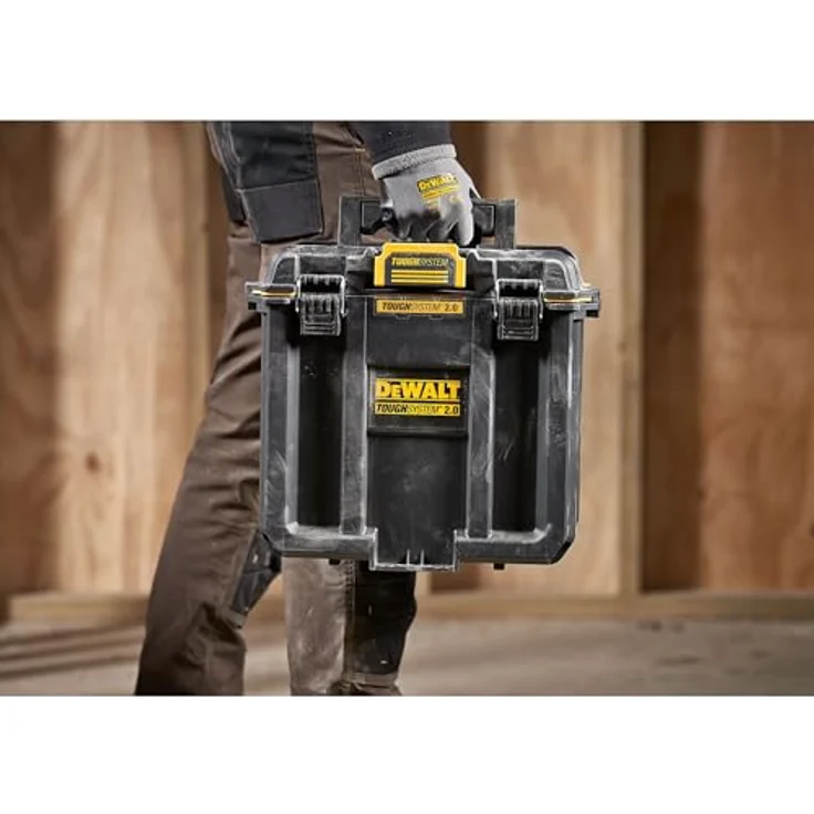 Dewalt Tough System 2.0 Werkzeugbox Halbformat DWST08035-1, selbstverriegelnde Verschlüsse, integrierter Elektrowerkzeughalter – Bild 7