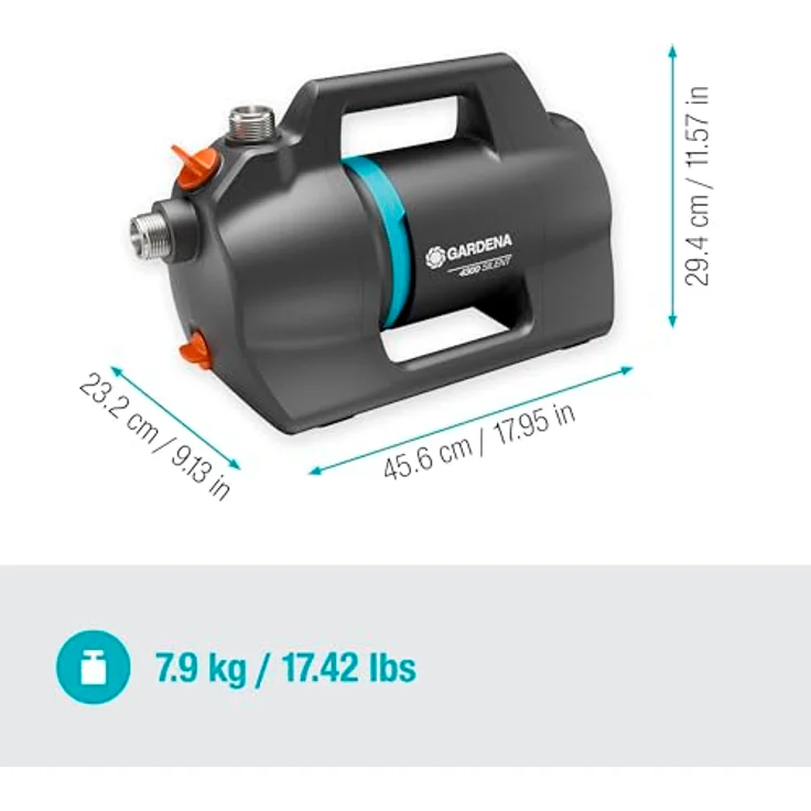 GARDENA Gartenpumpe 4300 Silent, leistungsstarke 650 W Pumpe mit 4300 l/h Durchflussrate, wetterfest und leise – Bild 3