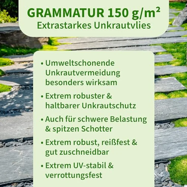 TTL Garden Gartenvlies 50 x 1 Meter 150g pro m² speziell gegen Unkraut - Unkrautvlies, Unkrautfolie, Vlies – Bild 4