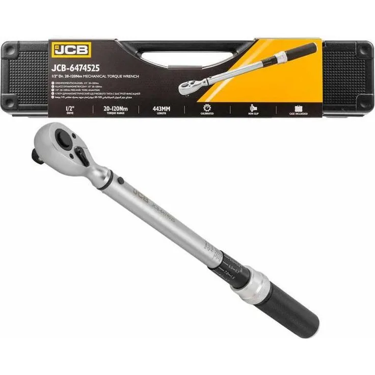JCB Drehmomentschlüssel 1/2", Einstellbar 20-120 Nm, präzise Torque-Werkzeuge