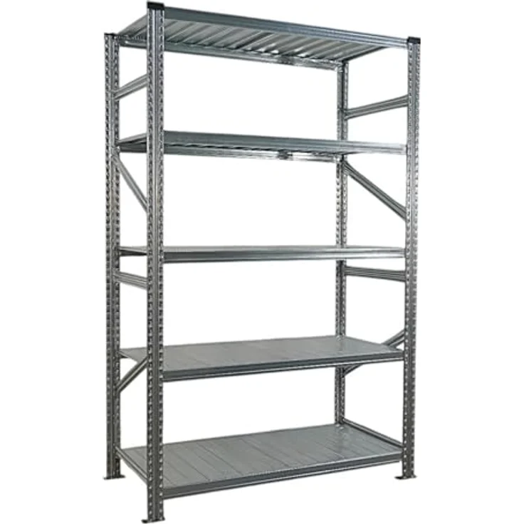Proregal PROXIMO Metallregal Fachbodenregal, 200 x 360 x 60 cm, 5 Böden, Traglast 200 kg pro Boden, verzinkter Stahl, schraubenloses Stecksystem – Bild 4