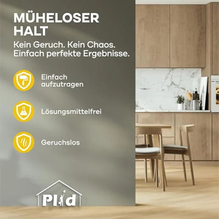 Plid PLID® Bodenkleber 5kg, geruchslos, lösemittelfrei, wasserfest, hohe Anfangshaftung für PVC, Teppich, Parkett, Vinyl, Linoleum, Kork und mehr – Bild 3