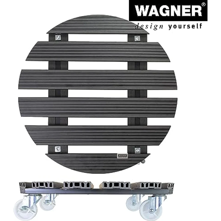 WAGNER Pflanzenroller WPC Ø 50 x 11 cm I Pflanzenroller & Blumenroller für Außenbereich + Innenbereich, anthrazit I Kübelroller aus Wood Plastic Composite I Tragkraft 100 kg - 20056501 – Bild 6