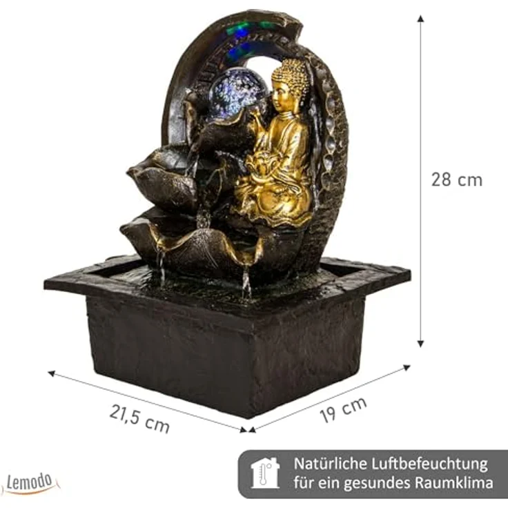 Zimmerbrunnen BUDDHA mit LED-Beleuchtung Karana mit Kugel – Bild 4