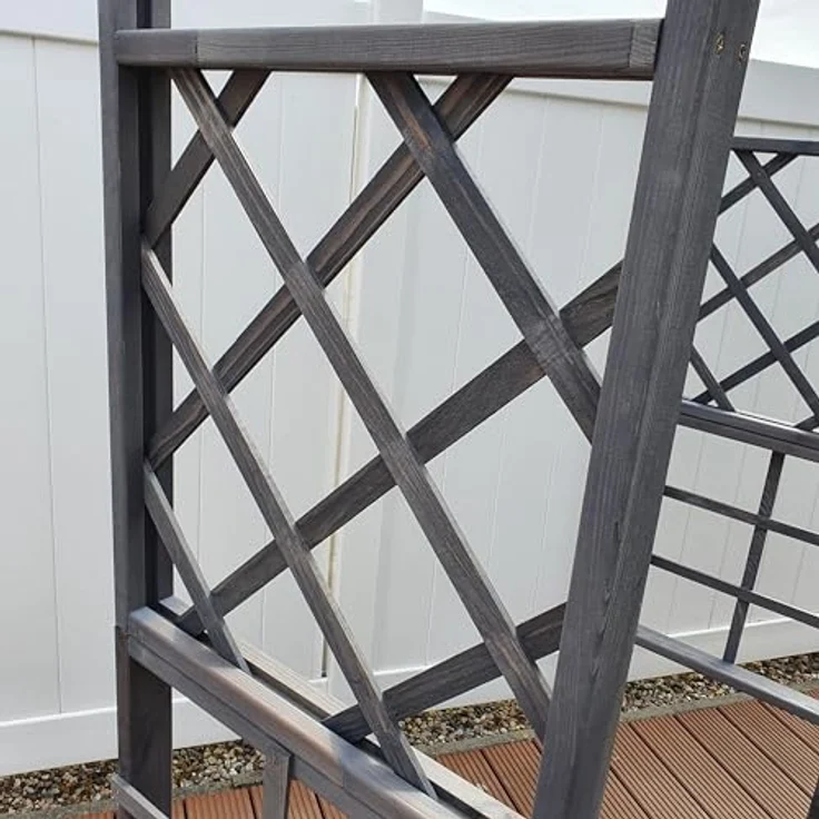 Promadino Pergola 'Ben', graue Rankhilfe aus FSC®-zertifiziertem Kiefernholz, 200 x 210 x 60 cm, einfach montierbar, stabil und nachhaltig – Bild 4