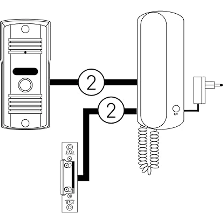EMOS Audio-Türsprechanlage Set, Aufputzmontage, elegantes Design mit Türöffner, weißer Telefonhörer und graue Metall-Türklingel – Bild 5