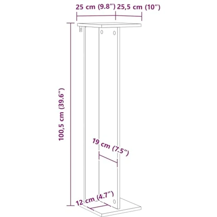 vidaXL Pflanzenständer Schwarz Eichen-Optik, Holzwerkstoff, 25 x 25,5 x 100,5 cm (1 St) – Bild 3