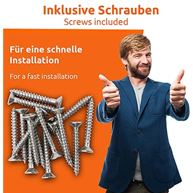 ECENCE Edelstahl Tür-Scharnier 2x Silber Türband, Beschlag, 4-fach Stahlkugel gelagert Edelstahlscharnier 304 (V2A) Materialstärke 2,5mm + Schrauben für massive Türen innen + außen – Bild 2