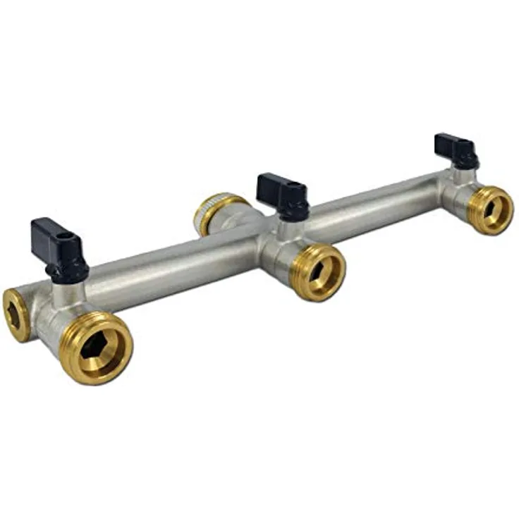STABILO Sanitär Messing Wasserverteiler 3-fach, 3/4 Zoll, 3 Wege Verteiler für Bewässerungszubehör