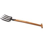 Krumpholz Spatengabel geschmiedet mit 4 Zinken, 80 cm lang, Eschenstiel und Federdülle, Gartengerät