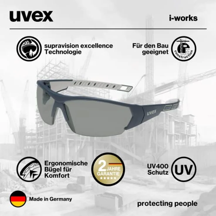 Uvex I-Works Schutzbrille - Suprav. Excellence - Schw.-Grau-Getönt – Bild 5