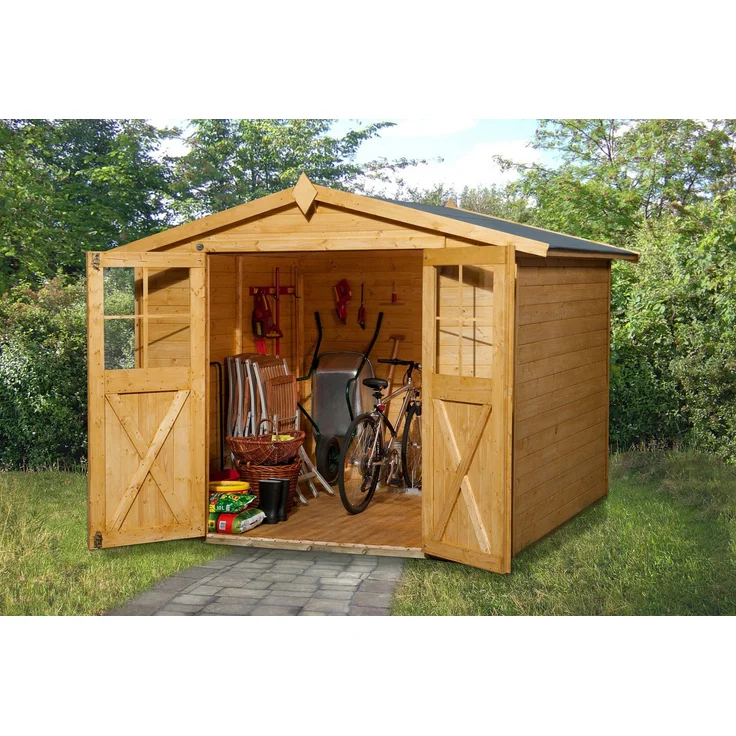 Weka Gartenhaus Nr. 316, Größe 4, BxT: 290x273 cm, inklusive Fussboden, naturbelassenes Fichtenholz