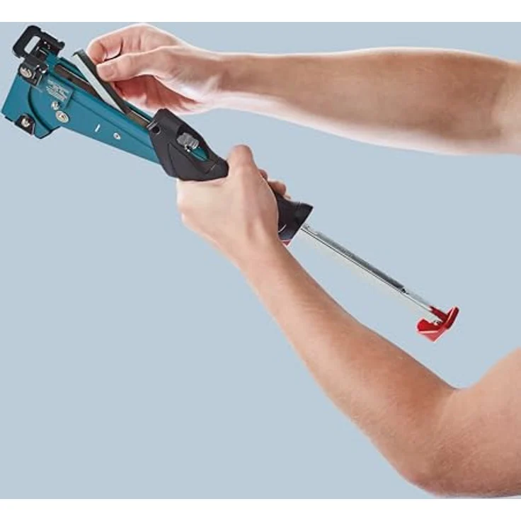 Novus Tools Hammertacker J-055, robustes Vollmetallgehäuse für Flachdrahtklammern Typ G, ergonomischer Griff, 6-14 mm Klammergröße, blau – Bild 4