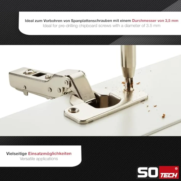 SOTECH 5 Stück Zentrierbohrer Ø 2,7 mm HSS4241 Stahl mit Sechskantschaft - Montagehilfe mit gefederter Führungshülse, ideal zum Vorbohren von Holzschrauben, 3,5 mm Ø – Bild 5