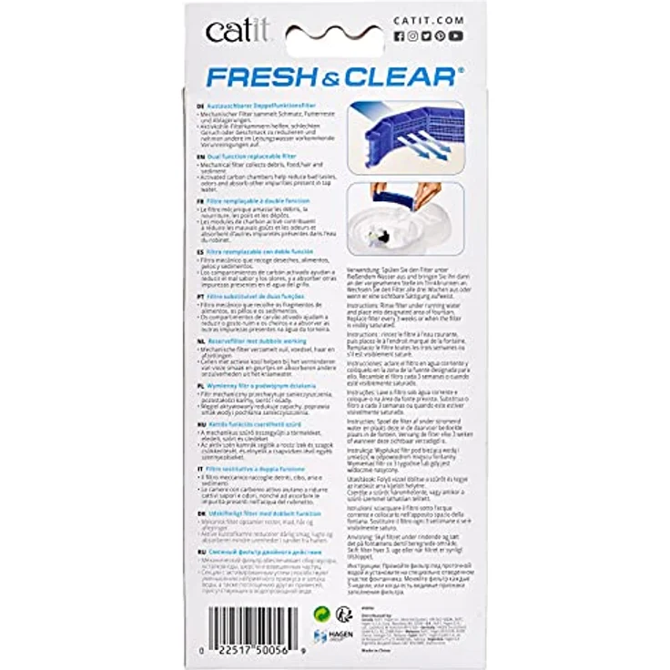 Catit Ersatzreinigungsfilter, Trinkbrunnenfilter, für den 3L Catit Trinkbrunnen 50050, 3er Pack – Bild 3