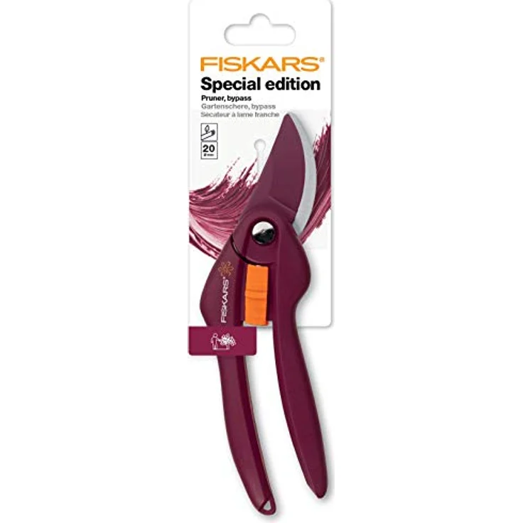 Fiskars Bypass-Gartenschere für frische Äste und Zweige, Länge 20 cm, Antihaftbeschichtet, Karbonstahl-Klingen-Kunststoff-Griffe, Merlot, Inspiration, 1027495 mittelgroß – Bild 2