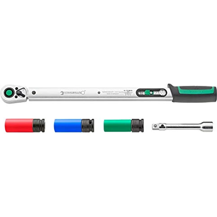 STAHLWILLE Drehmomentschlüssel Set für Radwechsel 721QR/20/3/1 l Drehmomentschlüssel 40-200 N·m l 1/2“ Steckschlüssel 17+19+21 mm, Verlängerung l Made in Germany – Bild 2