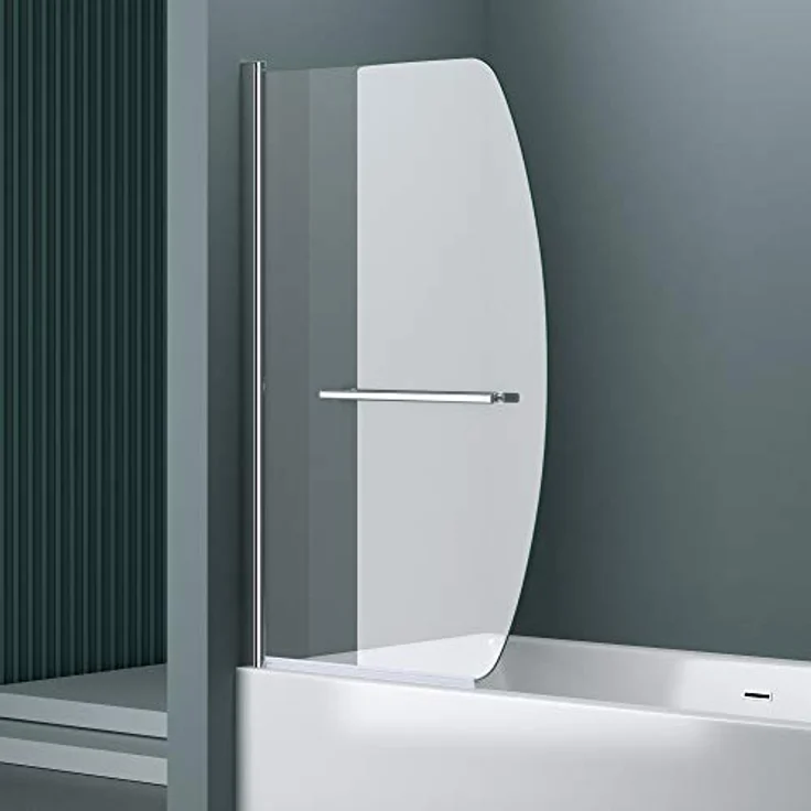 doporro 90x140 cm Design-Duschwand für Badewanne Badewannenaufsatz Duschabtrennung 6mm ESG-Sicherheitsglas inkl. NANO-Beschichtung Badewannenfaltwand – Bild 2