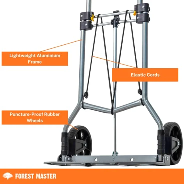 ECI Tools Sackkarre Teleskop Sackkarre klappbar 90 Kg ZHT-90 Lastenkarre Gepäck Lasten, belastbar bis 90 Kg, pannensichere Hartgummireifen – Bild 5