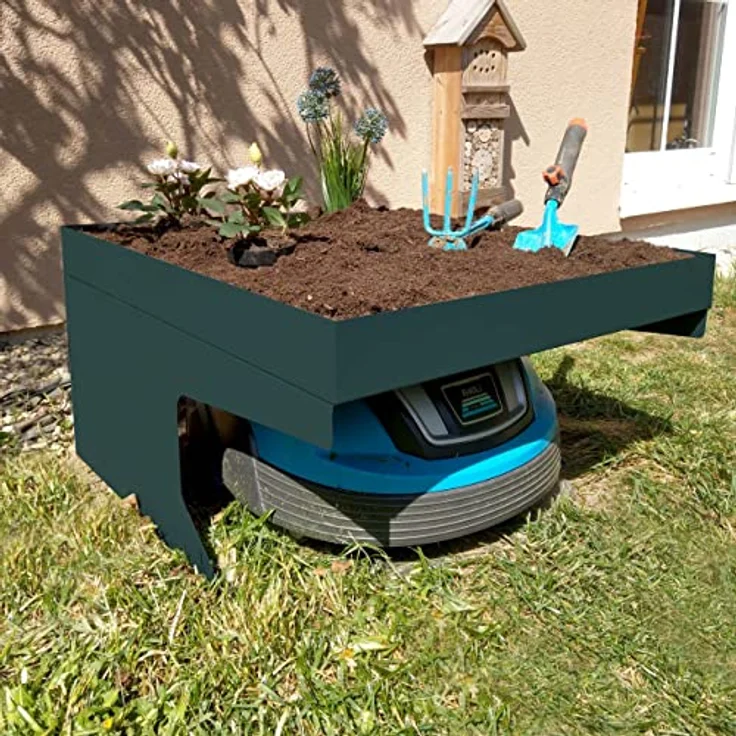 PROREGAL Mähroboter-Garage mit Pflanzkasten, wetterfester Stahl-Konstruktion, 37x60x70cm, grün – Bild 2