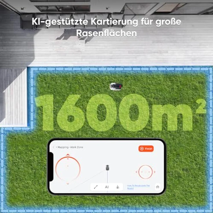 Sunseeker Mähroboter 'S5', kabelloser Rasenmäher mit Vision-AI-RTK, All-Wheel-Drive, bis zu 1600 m² Flächenleistung, wetterfestes IPX5-Design – Bild 3