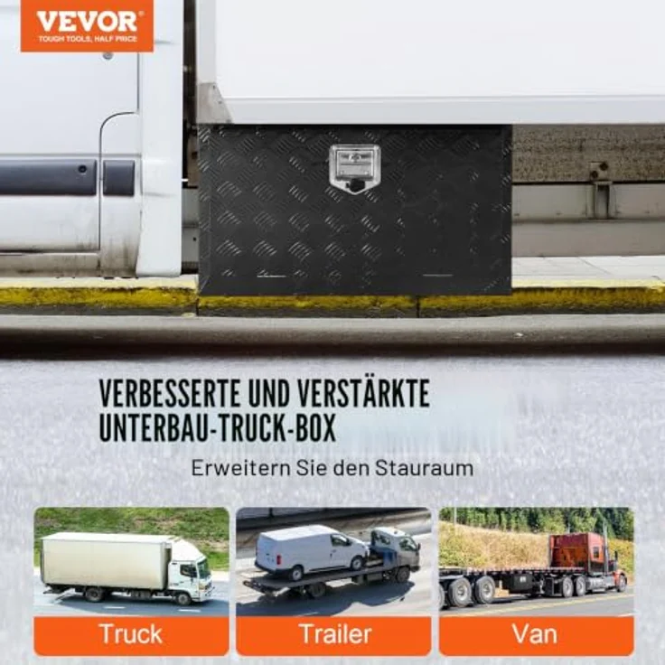 VEVOR Truckbox Werkzeugbox, Aluminiumlegierung, 914 x 432 x 457 mm, abschließbare Unterboden-Anhängerbox, 40 kg belastbar, wasserdicht, kratzfest – Bild 2