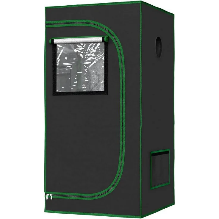 Woltu Mini Gewächshaus, 60 x 60 x 120 cm aus 600D Oxford-Gewebe, Schwarz mit Belüftungsöffnungen und Beobachtungsfenstern