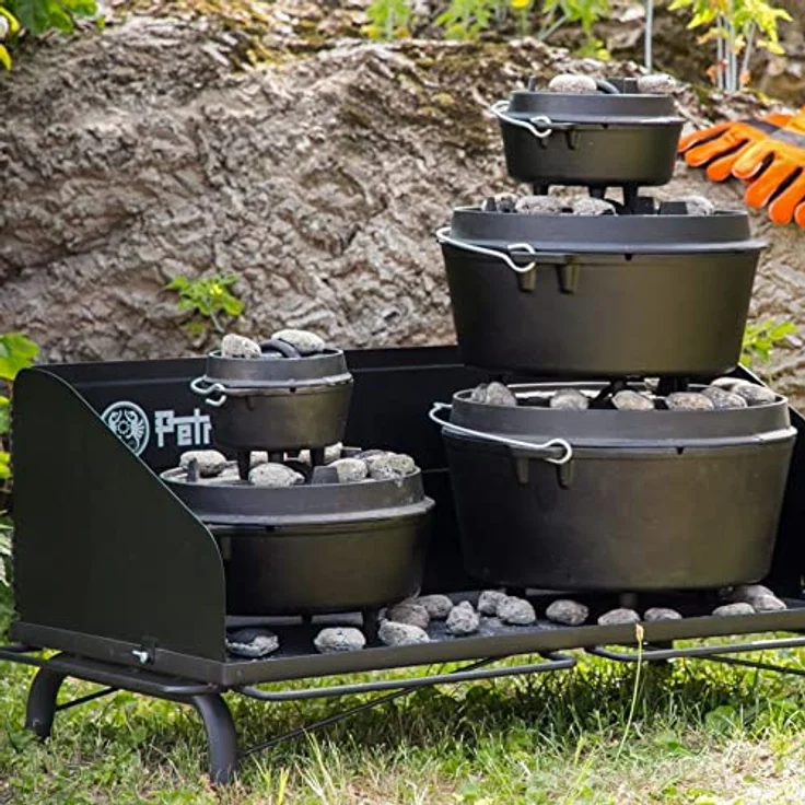 Petromax Feuertopf Tisch FE90, Stabiler Dutch Oven Tisch mit Windschutz, 90x45 cm Arbeitsfläche, ergonomische Höhe 87 cm, bis 100 kg belastbar – Bild 3