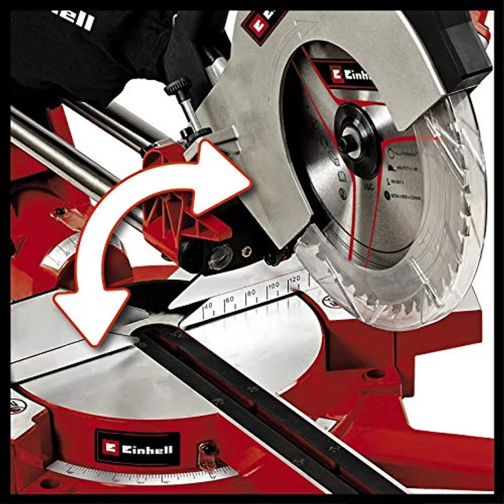 Einhell Zug Kapp Gehrungssäge TE-SM 2534 Dual (1800 W, Sägeblatt Ø 250 mm, Schnittbreite 310 mm, Softstart, schwenkbarer Sägekopf, Laser, LED-Licht) – Bild 4