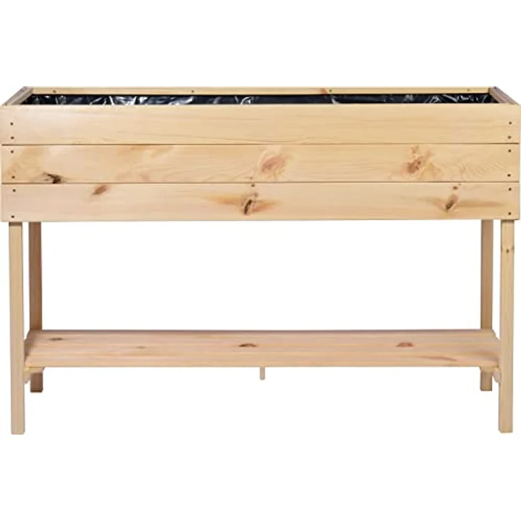 dobar® 58175FSCe breites Hochbeet XL aus Holz |Erhöhtes Gemüsebeet | Kräuterbeet aus Holz | Pflanzkasten für Balkon/Garten/Terrasse | Salatbeet für die Anzucht | 117 x 40 x 78 cm | Natur – Bild 3