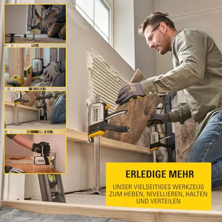 Stanley STANLEY FATMAX TradeLift Multifunktionales Heben (bis zu 150 kg), Nivellieren (2,5 mm Einstellungen), Halten (bis zu 150 kg) und Spreizen (bis zu 220 mm) Werkzeug, FMHT83550-1, Profi Werkzeug für Ein-Personen-Jobs – Bild 2