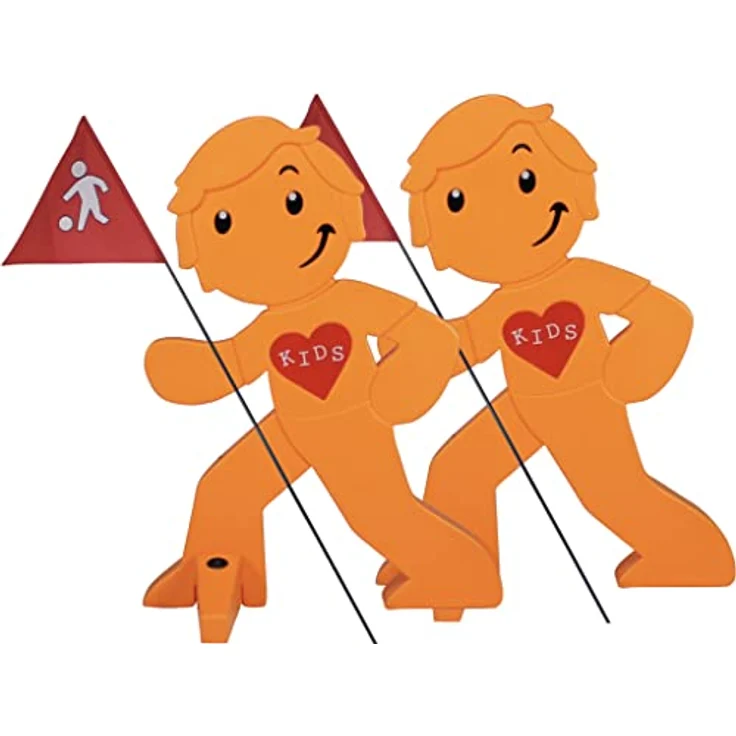 StreetBuddy Warnfigur mit Fahne, reflektierender Warnaufsteller für Kindersicherheit - Orange – Bild 2
