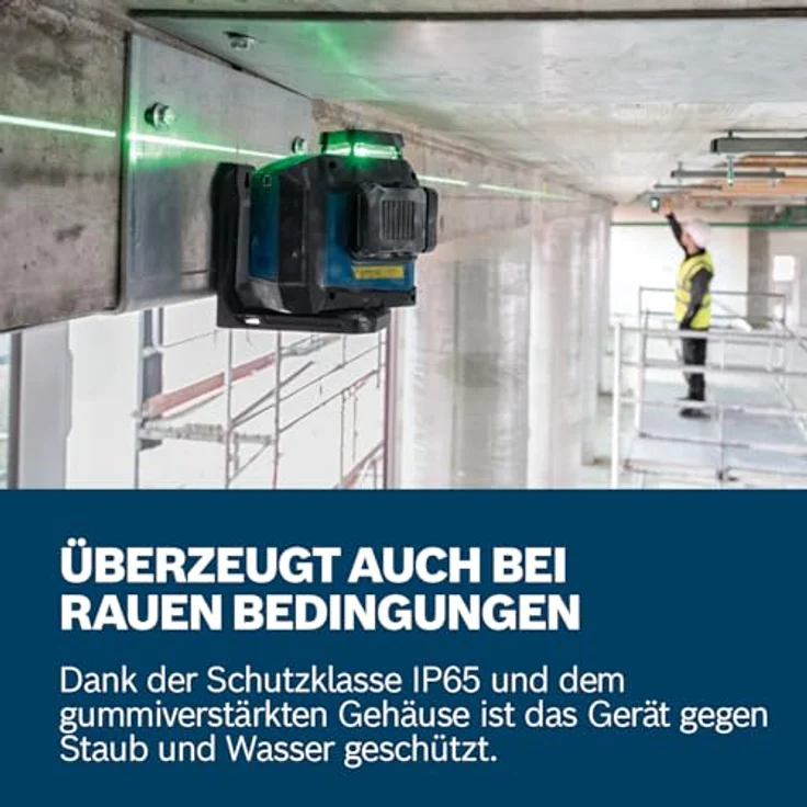 Bosch Professional GLL 80-33 G, Linienlaser mit grüner Laserlinie, Dual Power Source, IP65, 3000 mAh Akku – Bild 4