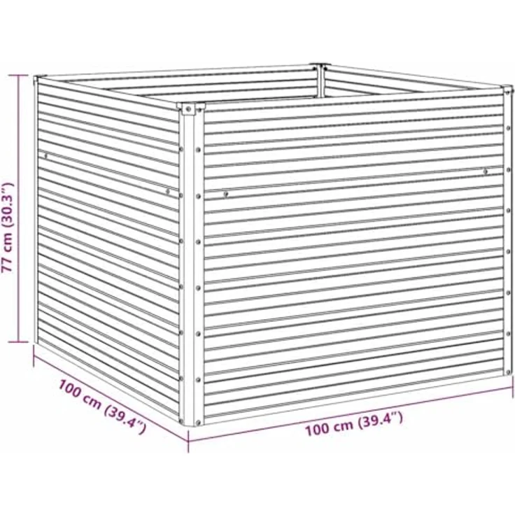 vidaXL Hochbeet 100 x 100 x 77 cm Verzinkter Stahl Grau – Bild 4