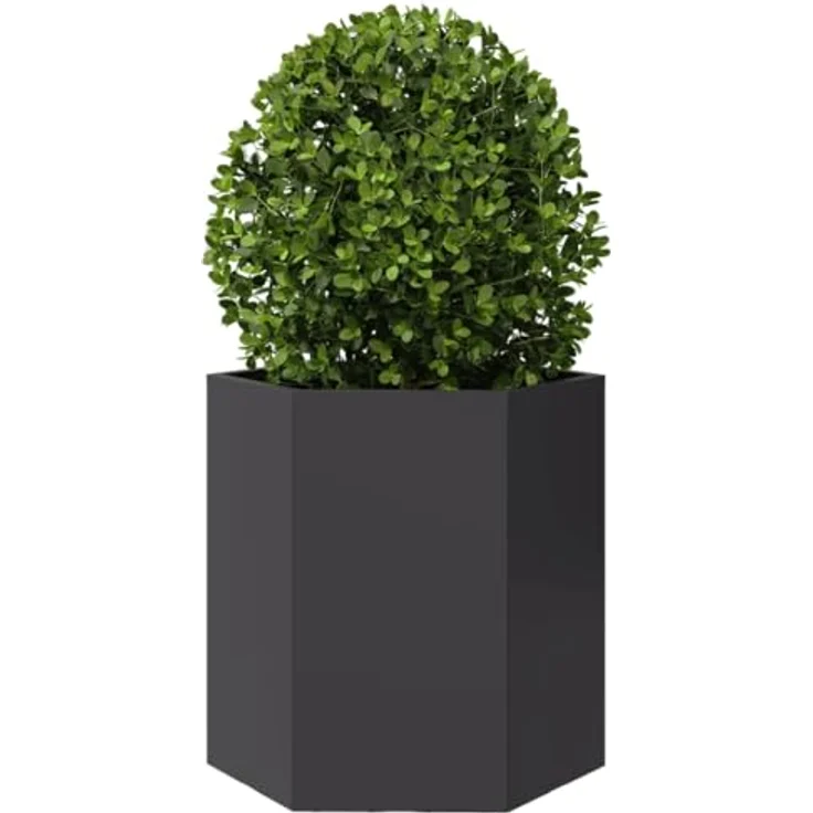 vidaXL Pflanzkübel 2 STK. Schwarz Sechseckig 46x40x45 Stahl, Witterungsbeständig und strapazierfähig – Bild 5